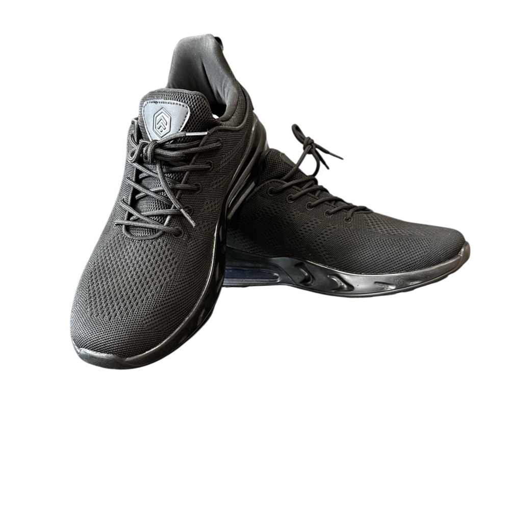 Black Streamlined Athletic Shoes with Breathable Mesh